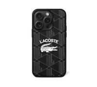 Lacoste LCHMP15LPIGK Coque rigide pour iPhone 15 Pro 6,1" Noir Monogramme Logo Vintage