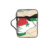 Housse légère et durable pour tablette, maquillage, trousse à crayons pour église, école, voyage avec drapeau de la République arabe syrienne Map03