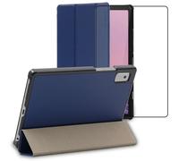 Housse Lenovo Tab M9 Coque Etui veille auto + VERRE Trempé, Bleu Foncé