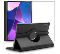 ebestStar - Coque pour Lenovo Tab P12 Pro, Etui Rotatif 360, Housse Protection PU Cuir, Noir + Verre Trempé