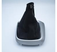 Housse Levier de Vitesse Compatible avec Fiat Cuir Noir Enjoliveur | Soufflet de Levier de Vitesse en Cuir Noir avec Clips et Enjoliveur Argenté - Compatible avec Fiat Tipo depuis 2015