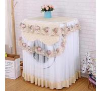 Housse Machine a Laver Couverture de Machine à laver en dentelle romantique, couverture anti-poussière for sèche-linge, broderie florale, décoration maison, protection for(Beige)