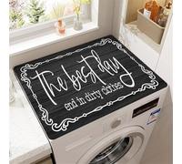Housse Machine A Laver Dessus,Grain De Bois Lettre Tapis Lave Linge Top Protection,Washing Machine Cover,Couverture Machine A Laver AntidéRapant Pour RéFrigéRateur,Cuisine,Top Cover (Noir,60 x60 cm)
