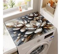 Housse Machine à Laver Florale Supérieure Fleurs 3D Séchage Rapide Housse Protection Absorbante Antidérapant Cuisine Micro Ondes Réfrigérateur Évier Vaisselle Tapis (Couleur 2,50x50cm)