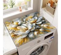 Housse Machine à Laver Florale Supérieure Fleurs 3D Séchage Rapide Housse Protection Absorbante Antidérapant Cuisine Micro Ondes Réfrigérateur Évier Vaisselle Tapis (Couleur 1,50x60cm)