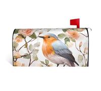 Housse magnétique de boîte aux lettres à imprimé floral aquarelle rouge-gorge taille standard 53,3 x 45,7 cm pour boîte aux lettres décorative imperméable pour décoration de jardin et maison