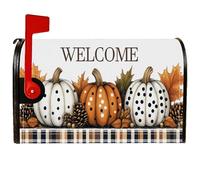 Housse magnétique de boîte aux lettres citrouille, pommes de pin rustiques, feuilles d'automne pour décoration de jardin, terrasse, 53,3 x 64,9 cm