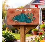 Housse magnétique de boîte aux lettres en forme de cactus - Style rustique bohème - Agave - Soleil d'été - Terre cuite - Décoration extérieure - 53,3 x 64,9 cm