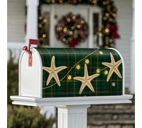 Housse magnétique de boîte aux lettres en forme d'étoile de mer, guirlande lumineuse côtière festive, décoration de Noël pour extérieur, maison, jardin, 53,3 x 64,9 cm, vert
