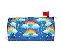 Housse magnétique de boîte aux lettres motif nuages arc-en-ciel de taille standard, 53,3 x 45,7 cm, couverture de boîte aux lettres décorative imperméable pour boîte aux lettres personnalisée pour