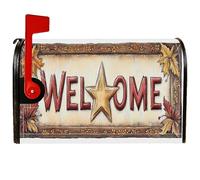 Housse magnétique en forme d'étoile pour boîte aux lettres rustique avec cadre en bois pour décoration de jardin, cour, 45,7 x 53,3 cm, marron