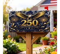 Housse magnétique pour boîte aux lettres Aigle, célébration de feux d'artifice patriotiques, étoiles, bleu saisonnier, pour décoration de jardin, cour, 53,3 x 64,9 cm