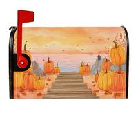 Housse magnétique pour boîte aux lettres citrouille, chemin rustique d'automne, océan, orange, pour décoration extérieure, jardin, cour, 53,3 x 64,9 cm