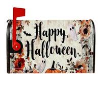 Housse magnétique pour boîte aux lettres citrouille, fantôme rustique, chauve-souris, Halloween, orange, pour décoration de cour avant, 53,3 x 64,9 cm