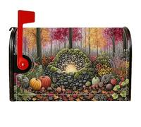 Housse magnétique pour boîte aux lettres citrouille, fleurs en pierre rustique, automne, orange pour décoration de maison et de jardin, 45,7 x 53,3 cm