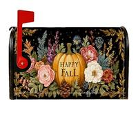 Housse magnétique pour boîte aux lettres citrouille, fleurs rustiques d'automne, pommes de pin, orange automne, décoration de jardin, cour, 53,3 x 64,9 cm