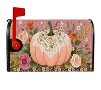 Housse magnétique pour boîte aux lettres citrouille, fleurs rustiques, oiseaux, automne, pêche, décoration de jardin, terrasse, 53,3 x 64,9 cm