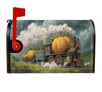 Housse magnétique pour boîte aux lettres citrouille, train rustique, nuage, automne, vacances, décoration de maison, jardin, 45,7 x 53,3 cm