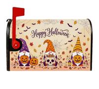Housse magnétique pour boîte aux lettres citrouilles - Motif gnome festif et tête de mort - Orange - 45,7 x 53,3 cm