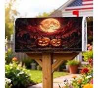 Housse magnétique pour boîte aux lettres citrouilles, motif lune rustique, cimetière, Halloween, décoration de porte d'entrée, 45,7 x 53,3 cm, orange