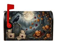 Housse magnétique pour boîte aux lettres citrouilles, style gothique, rustique, corbeau, pierre tombale, Halloween, orange, 45,7 x 53,3 cm