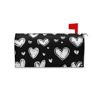 Housse magnétique pour boîte aux lettres commémorative Motif amour romantique pour la journée du Souvenir Noir et blanc 52,8 x 64,5 cm