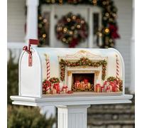 Housse magnétique pour boîte aux lettres de cheminée, cadeaux festifs de Noël, guirlande de boîtes aux lettres de Noël pour décoration de jardin, 45,7 x 53,3 cm, rouge