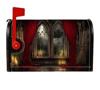 Housse magnétique pour boîte aux lettres de fenêtre, rideau mystérieux gothique, bougie d'Halloween, rouge, pour décoration de porte d'entrée, 53,3 x 64,9 cm