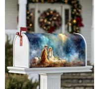 Housse magnétique pour boîte aux lettres de la Nativité - Aquarelle rustique - Mouton et étoile de Noël - Bleu - 45,7 x 53,3 cm