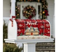 Housse magnétique pour boîte aux lettres de Noël, flocon de neige, sapin de Noël, décoration de jardin, terrasse, 53,3 x 64,9 cm, rouge