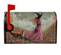 Housse magnétique pour boîte aux lettres de sorcière, Halloween, renard, papillons, Halloween, pêche, décoration de jardin, terrasse, 45,7 x 53,3 cm