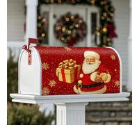 Housse magnétique pour boîte aux lettres du Père Noël, cadeau festif, flocons de neige, décoration de maison et de jardin, rouge, 53,3 x 64,9 cm