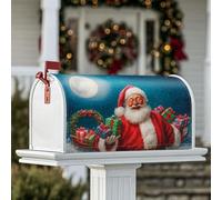 Housse magnétique pour boîte aux lettres du Père Noël, couronne de Noël, décoration de porte d'entrée, 45,7 x 53,3 cm, rouge