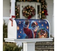 Housse magnétique pour boîte aux lettres du Père Noël, couronne de Noël, lanternes, boîte aux lettres rouge pour décoration de jardin extérieur, 53,3 x 64,9 cm