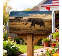 Housse magnétique pour boîte aux lettres éléphant naturel rustique prairie non marron décoratif pour la maison et le jardin 53,3 x 64,9 cm