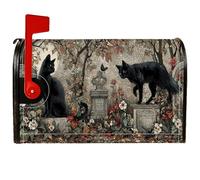 Housse magnétique pour boîte aux lettres en forme de chat, style gothique, pierre tombale, papillon, automne, noir, pour décoration de maison et de jardin, 53,3 x 64,9 cm