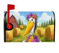 Housse magnétique pour boîte aux lettres en forme de cigogne, fleurs rustiques, balles de foin, jaune printanier, pour décoration de porte d'entrée, 53,3 x 64,9 cm