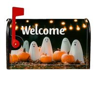 Housse magnétique pour boîte aux lettres fantôme, guirlande lumineuse de citrouille fantaisiste et ludique, pour Halloween, décoration de jardin, 53,3 x 64,9 cm