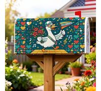 Housse magnétique pour boîte aux lettres festive, ludique, fleurs, cœurs, bleu sarcelle, décoration saisonnière pour jardin, terrasse, 53,3 x 64,9 cm
