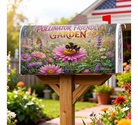 Housse magnétique pour boîte aux lettres motif abeille, jardin, nature, fleur, papillon, printemps, pêche, pour décorations extérieures, 45,7 x 53,3 cm