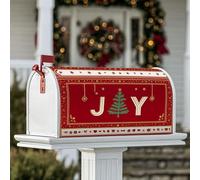 Housse magnétique pour boîte aux lettres motif arbre de Noël J Y Noël rouge pour décoration extérieure, jardin, cour, 53,3 x 64,9 cm