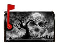 Housse magnétique pour boîte aux lettres motif arbre Halloween gothique crâne lune Halloween couvercle de boîte aux lettres noir pour décoration extérieure, jardin, cour, 45,7 x 53,3 cm
