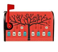 Housse magnétique pour boîte aux lettres motif arbre, lanterne festive d'Halloween, tête de mort, Halloween, orange, décoration de cour avant, 53,3 x 64,9 cm