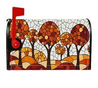 Housse magnétique pour boîte aux lettres motif arbres rustique et contemporain, feuilles d'automne orange pour décoration extérieure de cour, 53,3 x 64,9 cm