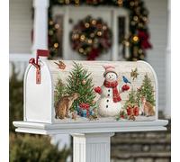 Housse magnétique pour boîte aux lettres motif bonhomme de neige, arbre à feuilles persistantes, renard, vert d'hiver, décoration de jardin, 53,3 x 64,9 cm