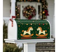 Housse magnétique pour boîte aux lettres motif cheval à bascule, guirlande d'étoiles, décoration de jardin, terrasse, 45,7 x 53,3 cm, vert