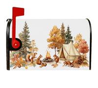Housse magnétique pour boîte aux lettres motif écureuil, tente rustique pour feu de camp, décoration de pelouse, 45,7 x 53,3 cm, orange