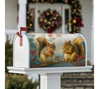 Housse magnétique pour boîte aux lettres motif écureuils - Style festif et rustique - Pour décoration de jardin ou extérieur - Marron - 45,7 x 53,3 cm