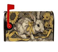 Housse magnétique pour boîte aux lettres motif lapin, ruban tournesol rustique fantaisie, jaune printanier, pour décoration de pelouse, 45,7 x 53,3 cm