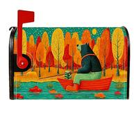 Housse magnétique pour boîte aux lettres motif ours, motif bateau, arbres, automne, orange pour décoration extérieure, jardin, cour, 45,7 x 53,3 cm
